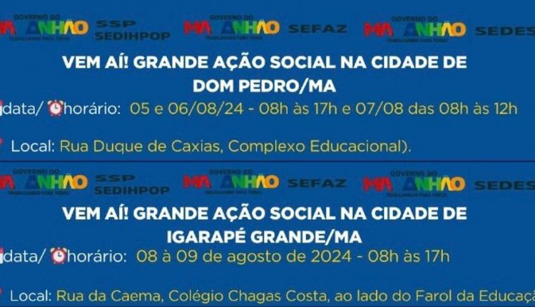 GRANDE AÇÃO SOCIAL LEVA SAÚDE E CIDADANIA A DOM PEDRO E IGARAPÉ GRANDE